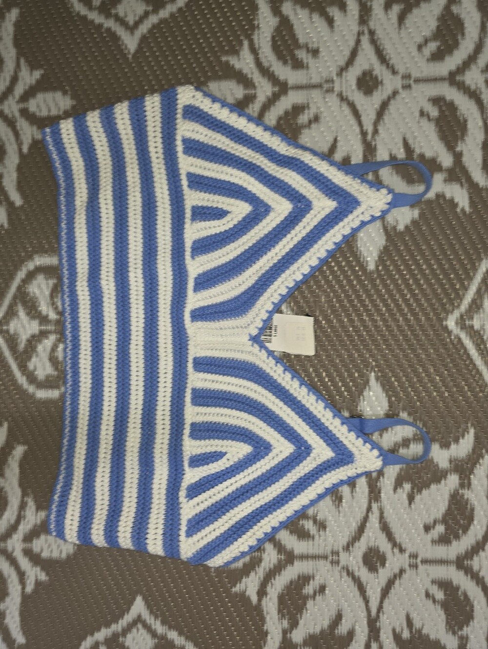 Hollister Blue and White Crochet Striped Camisole